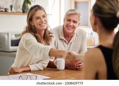 Handshake, life insurance and senior couple with lawyer for mortgage tax bills, property and financial investment. Finance, inheritance and old woman shaking hands with realtor for a successful deal - Powered by Shutterstock