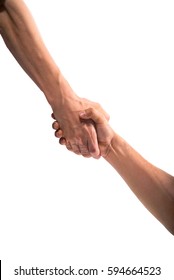 Handshake And Rescue Or Helping Gesture Of Hands