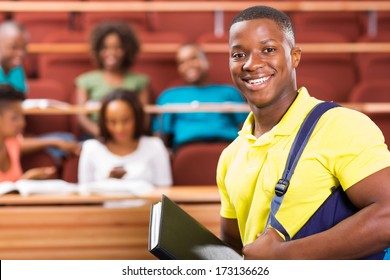 handsome african american college student in lecture hall