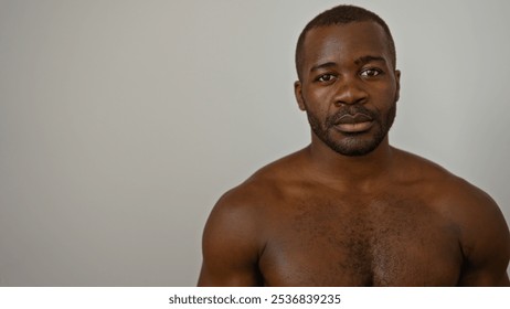 Handsome african american man with a serious expression over an isolated white background - Powered by Shutterstock