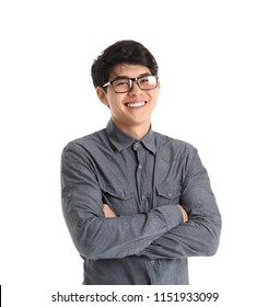 Handsome Asian Man On White Background