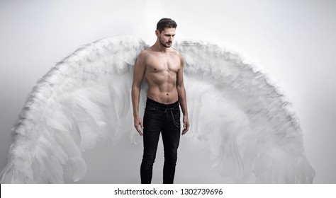 Handsome Athlete Man As An Angel