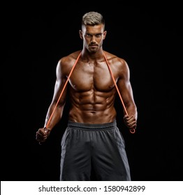 Handsome Athletic Man Posing With Jump , Skipping Rope - Powered by Shutterstock