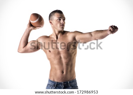 Handsome Athletic Young Man Shirtless Throwing Stock Photo (Edit Now ...