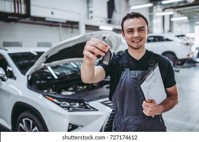 Two Handsome Mechanics Uniform Working Auto Stock Photo 727174672 ...