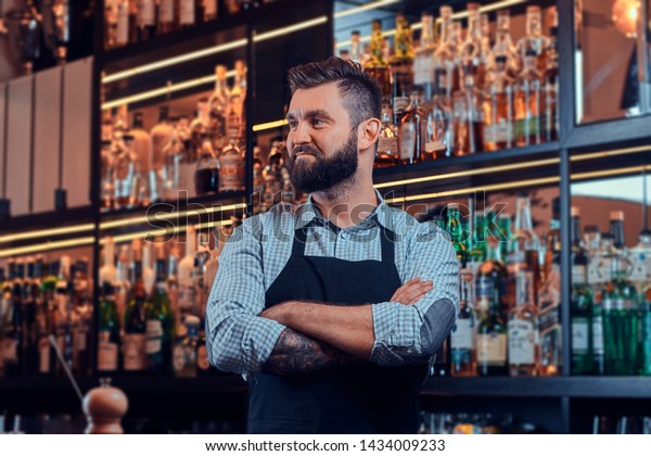 Handsome Barman Relaxing His Own Bar Stock Photo Edit Now 1434009233