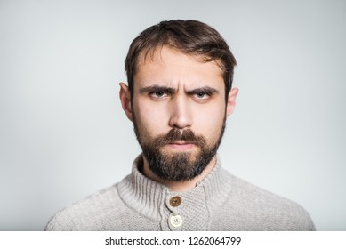 Handsome Bearded Man Offended Closeup Over Stock Photo (Edit Now ...