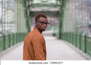 Handsome Black Man Looking Back Over His Shoulder