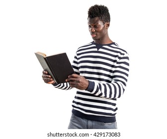 Handsome Black Man Reading Book