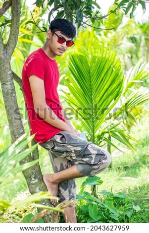 Similar – Image, Stock Photo Happy man with sunglasses laughing in summer party