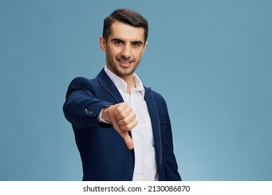 A Handsome Businessman Hand Gesture Business Process Quiet Confidence On Isolated Background