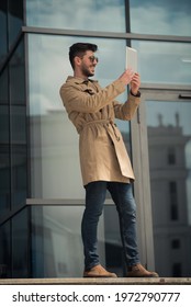 Handsome Businessman Is Having A Face Time Meeting