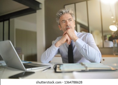 Handsome Businessman In Office Contemplating