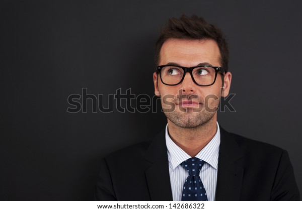 Handsome Businessman Wearing Glasses Looking Stock Photo 142686322 ...