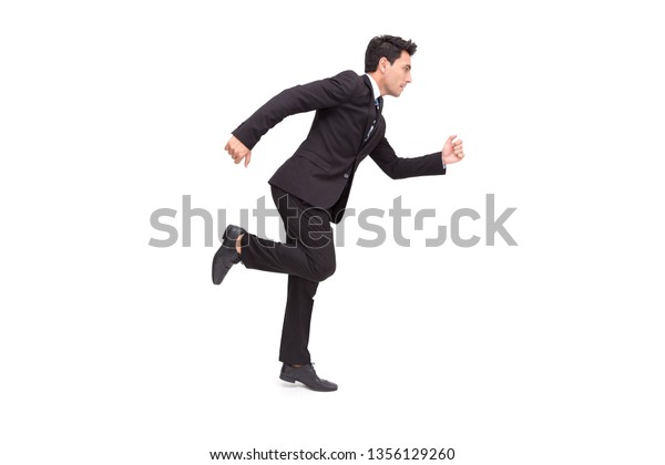 Handsome Caucasian Businessman Formal Suit Running Stock Photo (Edit ...