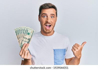 Handsome Caucasian Man Holding 20 Dollars Stock Photo 1929044351 ...