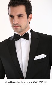 Handsome Caucasian Man In Tuxedo