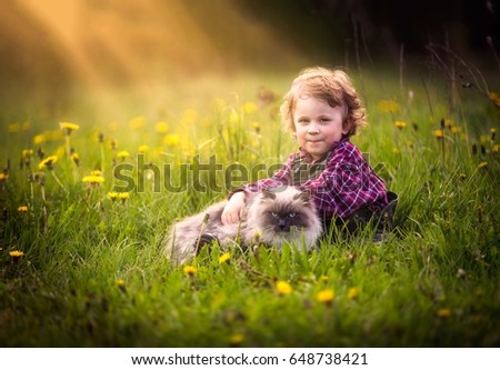 Similar – Foto Bild Mädchen mit Welpe am See