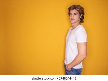 handsome and charming man  looking at camera