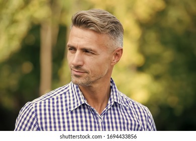 Handsome And Confident. Handsome Man On Summer Outdoor. Mature Person With Handsome Face. Fashion And Style. Grooming And Style For Older Men. Handsome And Well Groomed.