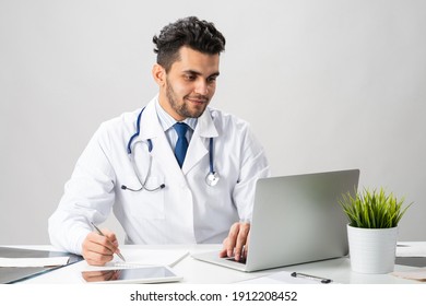 Handsome Doctor Sitting Office Young Practitioner Stock Photo ...