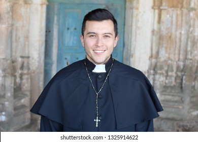 Handsome Ethnic Catholic Priest Smiling 