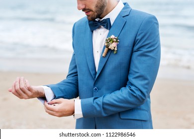 Handsome Groom At The Beach