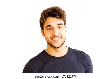 Handsome guy with beard on white background