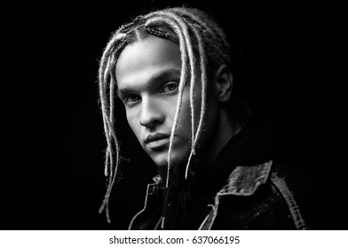 Handsome Guy With Dreads / Dreadlocks / Black And White Photography