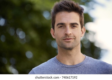 Handsome guy looking to camera