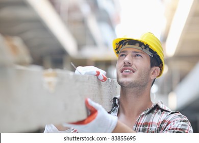 Handsome Hard Worker People Portrait At Construction Site