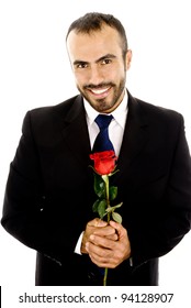 Handsome Latin Man Holding A  Rose