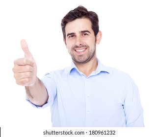 Handsome Latin Man Thumbs Over White Stock Photo 180961232 | Shutterstock