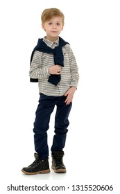 Portrait Little Boy Hands Folded Isolated Stock Photo (Edit Now) 120379795