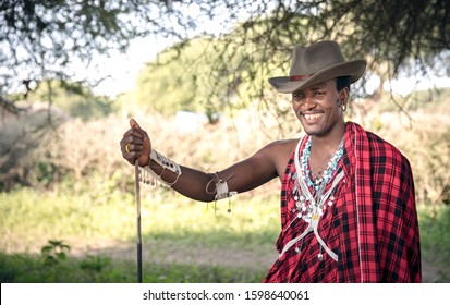 Handsome Maasai Warrior In A Cowboy Hat