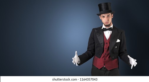 Handsome Magician No Graph Holds Something Stock Photo 1164357043 ...