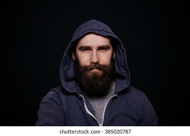 Handsome Male Big Beard Hoodies Studio Stock Photo (Edit Now) 385020760