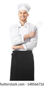 Handsome Male Chef On White Background