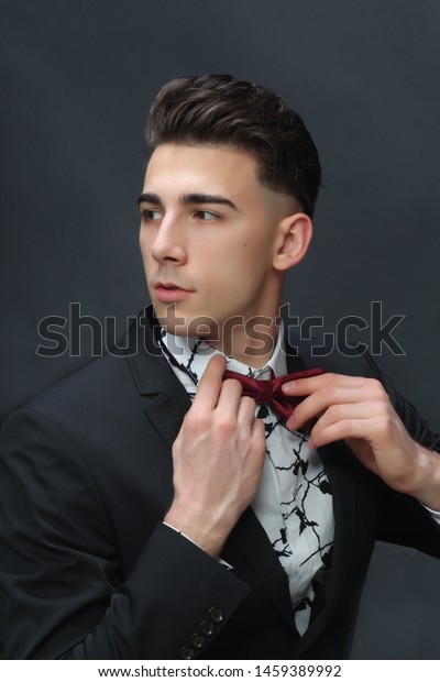 Handsome Male Model Short Hair Posing Stock Photo Edit Now