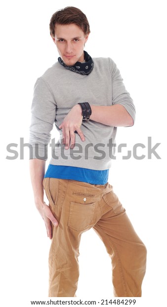 Handsome Man Bandana On Neck Isolated Stock Photo Edit Now