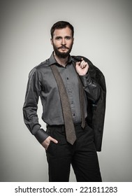 Handsome man with beard and jacket 