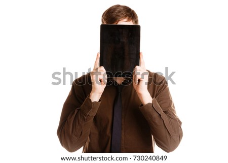 Similar – Image, Stock Photo Man with book Book Reading