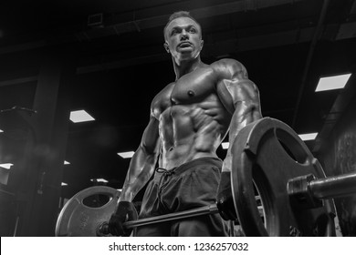 Handsome Man Big Muscles Trains Gym Stock Photo 1236257032 | Shutterstock