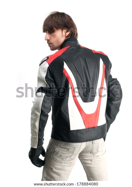 biker jacket and gloves