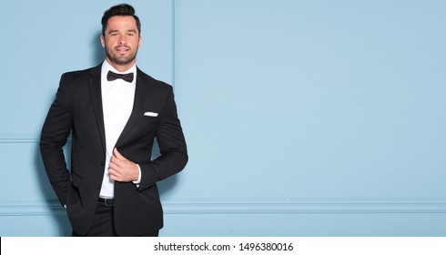 Handsome Man In Black Classy Suit.