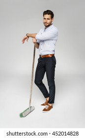 Handsome Man With Broom