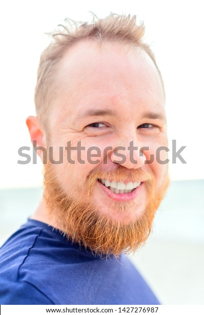 Handsome Man Brown Hair Red Beard Stock Photo Edit Now