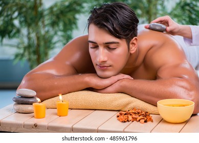 Handsome man during spa session