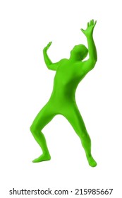 A Handsome Man In A Green Body Suit Isolated On A White Background