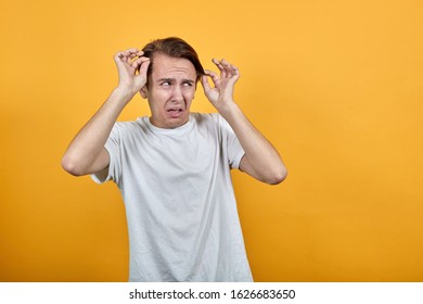 Handsome Man With A Haircut Barber Shop Discontent